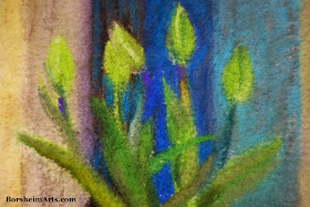 Green Tulips Detail of Pastel Painting art