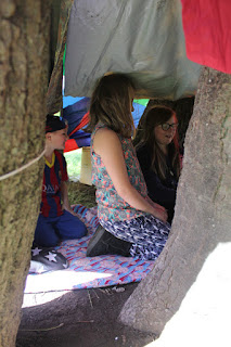 Children inside a den