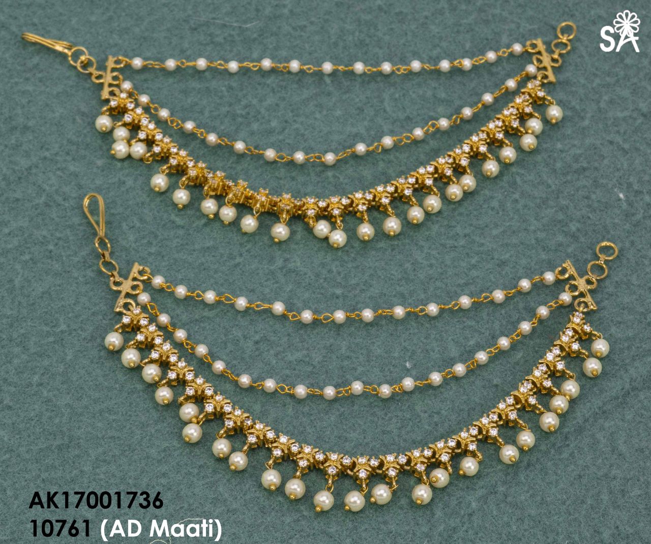 Exclusive Ear chains Collection Buy Online Jewelly 1 gram champasaralu