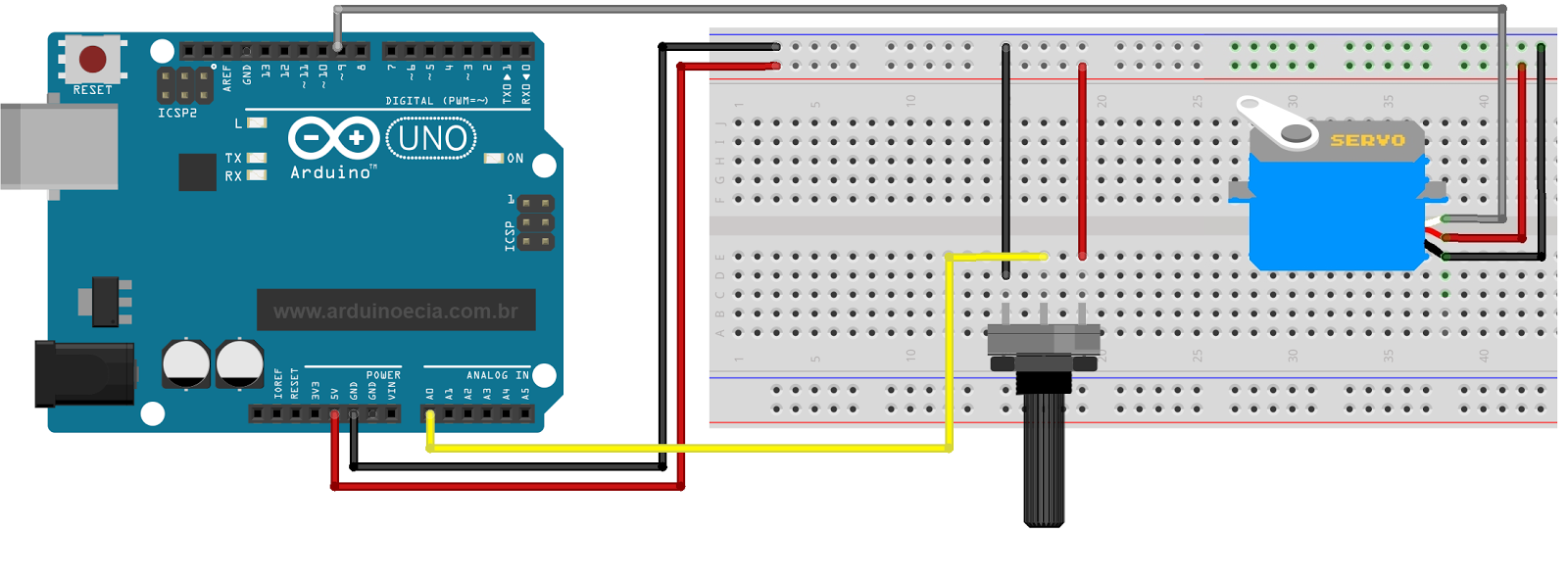 Controlling a servo motor with Arduino | circuits4you.com