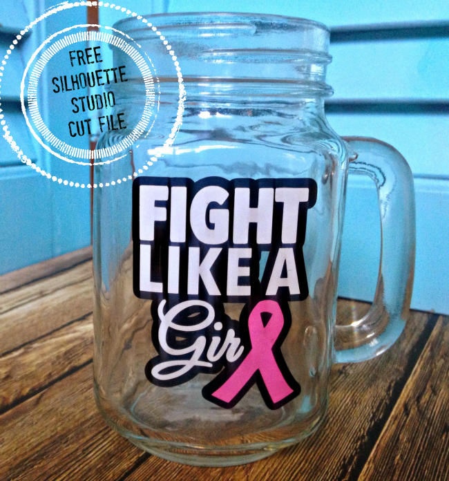 Fight like a girl, breast cancer awareness, decal, Silhouette Studio, free cut file