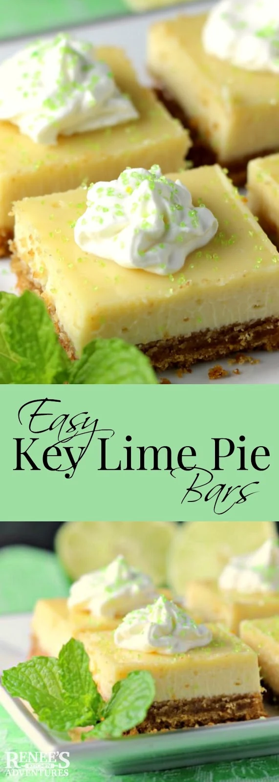Easy Key Lime Pie Bars | Renee's Kitchen Adventures - easy dessert recipe for key lime pie bars made with key lime juice, condensed milk and eggs. #dessert #lime