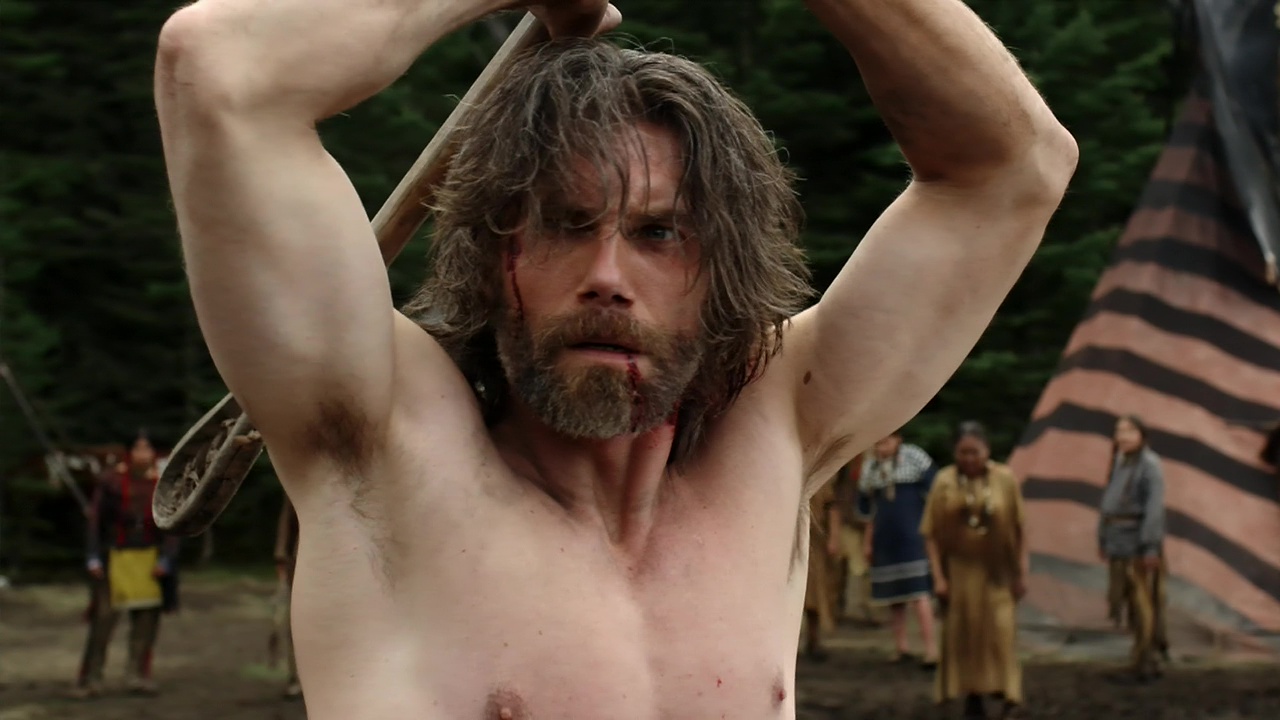Anson Mount shirtless in Hell On Wheels 3-04 "The Game" .