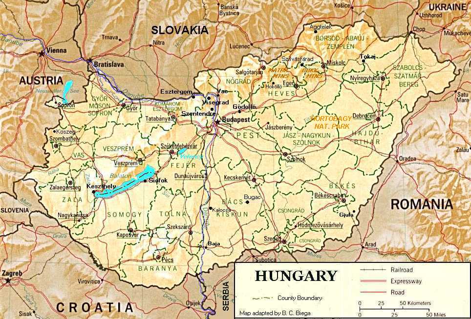 Венгрия карта