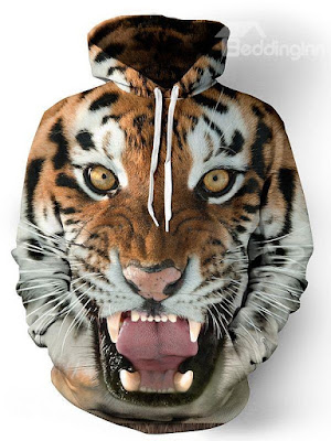 Tiger Face Pattern 3D Painted Hoodie