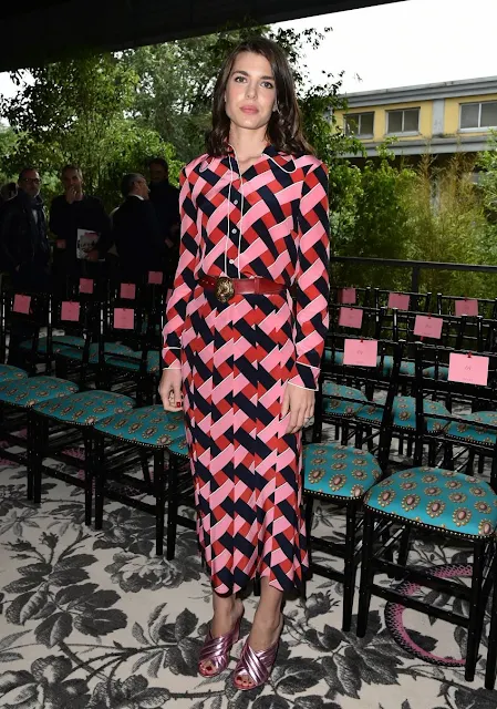 Charlotte Casiraghi and Salma Hayek attend the Gucci show during the Milan Fashion Week Spring/Summer 2016