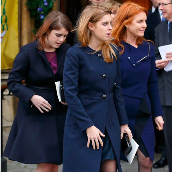 Sarah Ferguson, Eugenie and Beatrice attends a Memorial Service ...