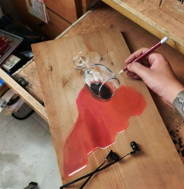 Photorealistic Drawings on Wooden Boards-1