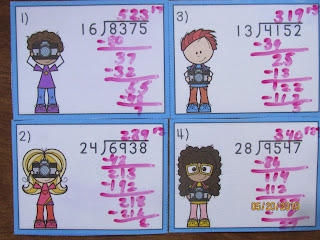 Cameras 2 Digit Long Division with Remainders Task Cards