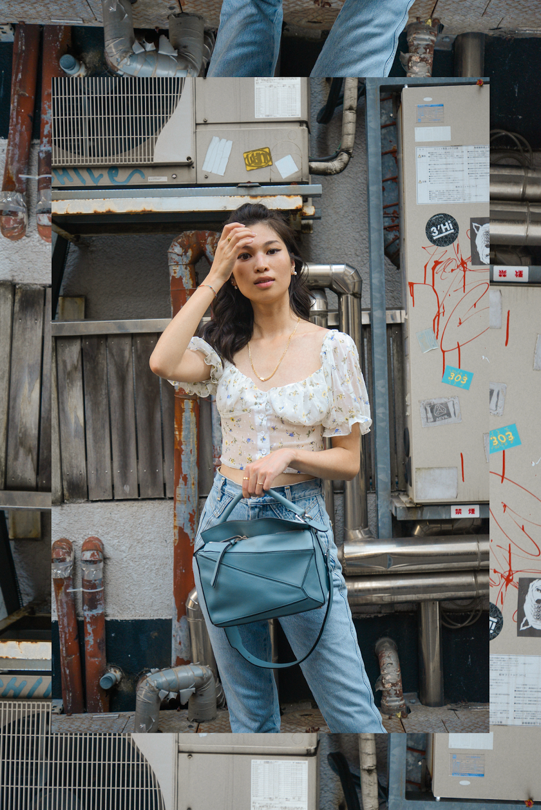 Flower Girl Summer, sheer floral puff sleeve top, summer style, Loewe puzzle bag summer outfit ideas, Agolde high waisted denim summer outfit / Tokyo and New York style blogger Van Le / FOREVERVANNY