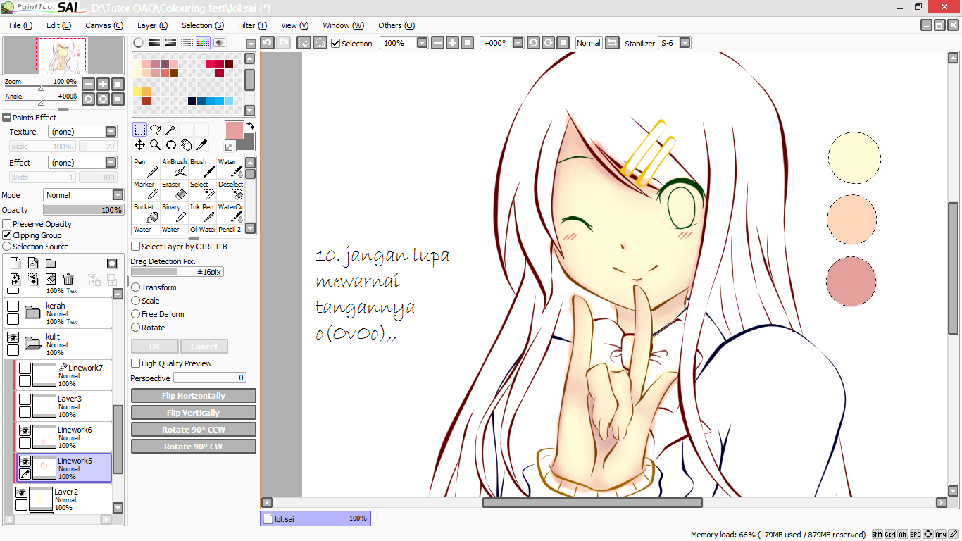 Tutorial Paint Tool Sai Mewarnai Anime 6 Jangan Lupa Tangannya