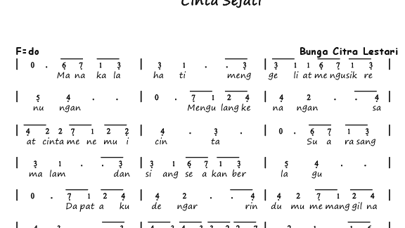 Not Angka Dan Lirik Lagu Bunga Citra Lestari Cinta Sejati Dunia Lirik Not Lagu
