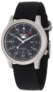Seiko Men's SNK809 Seiko 5 Automatic Black Canvas Strap Watch