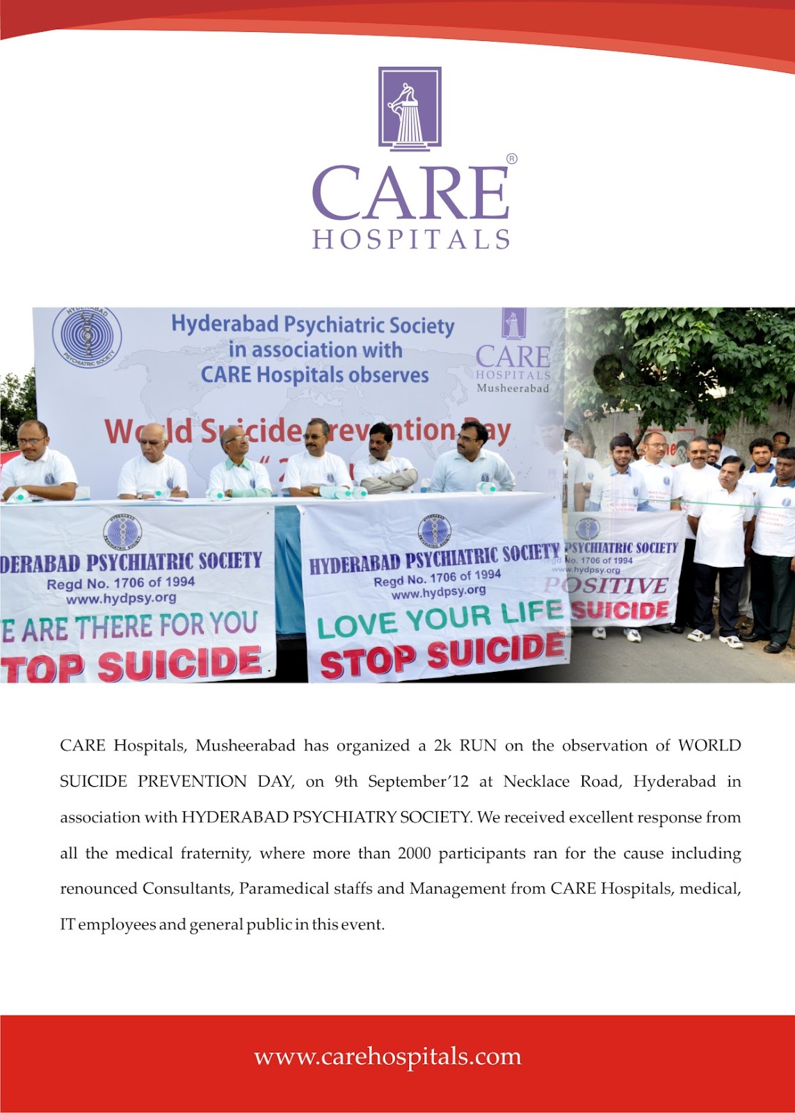 CARE Hospitals WORLD SUICIDE PREVENTION DAY, 9th September’12