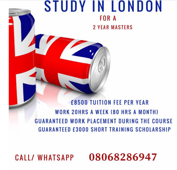 2 year masters degree in london with guaranteed work placement attached &£3000 training scholarship