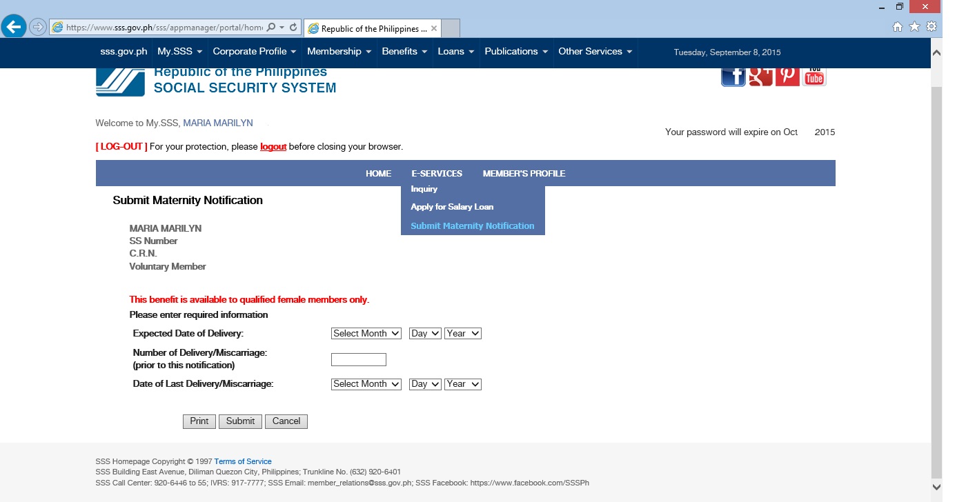 How to Submit SSS Maternity Notification Online