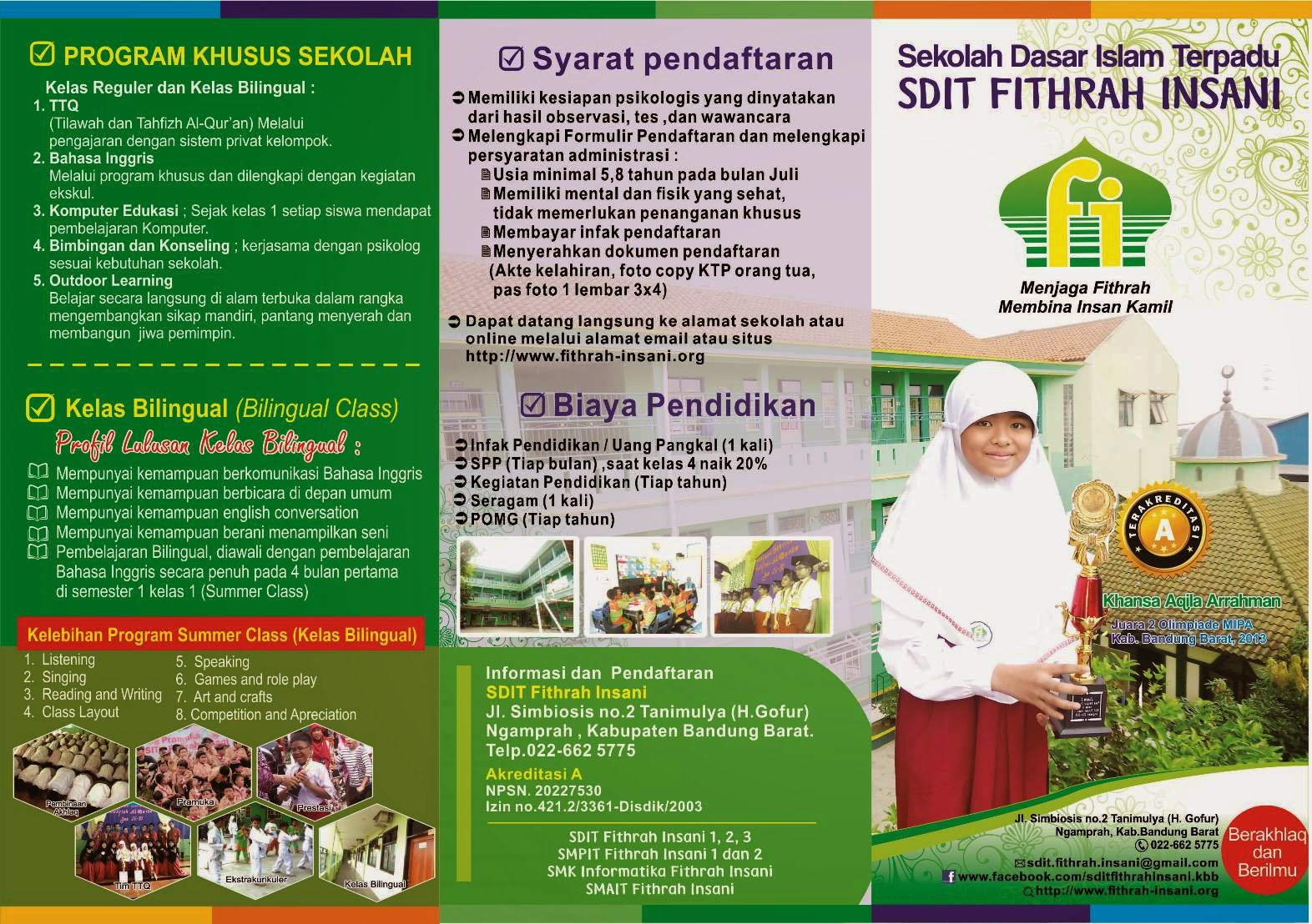 Brosur SDIT Fithrah Insani PPDB T.P.2015/2016 Sekolah