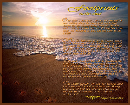 Love Quotes wallpaper: footprints in the sand poem