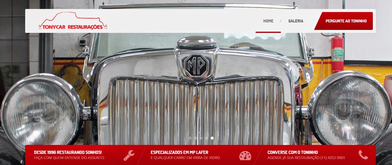Reprodução da capa do site da Tony Car Restaurações.