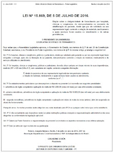LEI nº15.869/16 - MINI-PRONTUÁRIO!