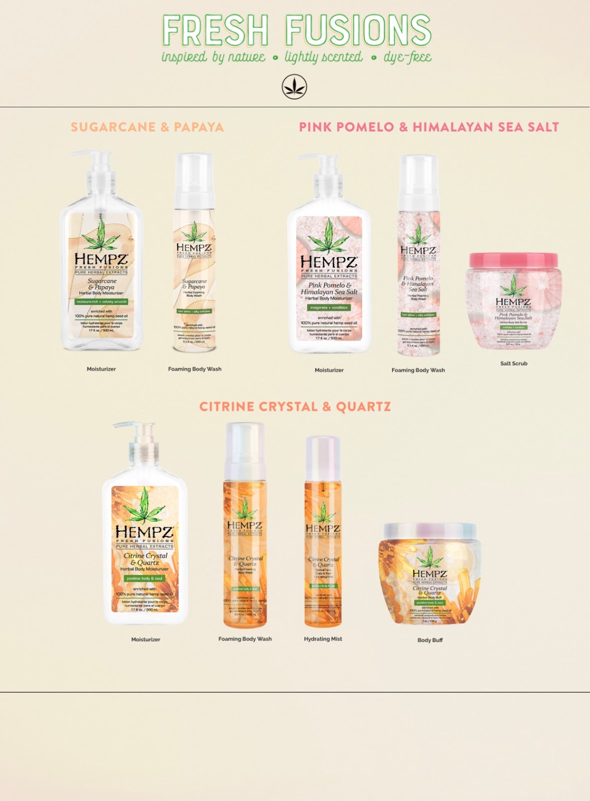 HEMPZ CITRINE CRYSTAL AND QUARTZ FRESH FUSIONS COLLECTION JUELOOK