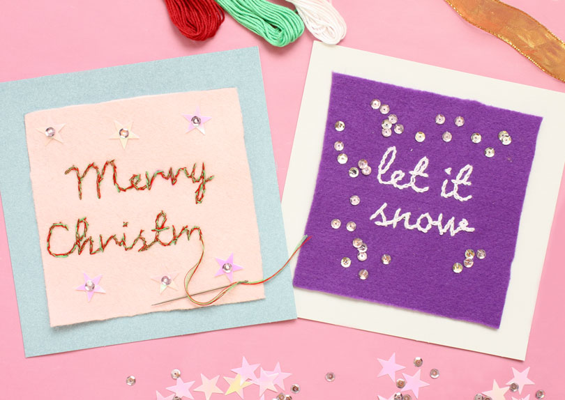 hand embroidered letter christmas cards
