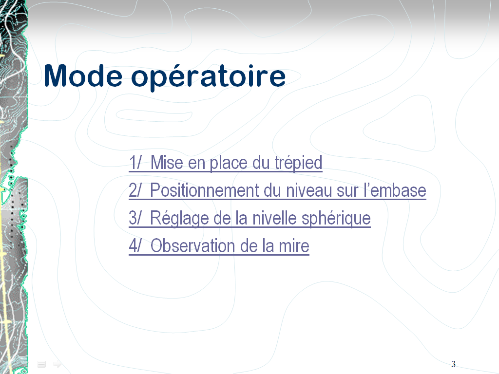 BTSTopographie: La mise en station d'un appareil niveau