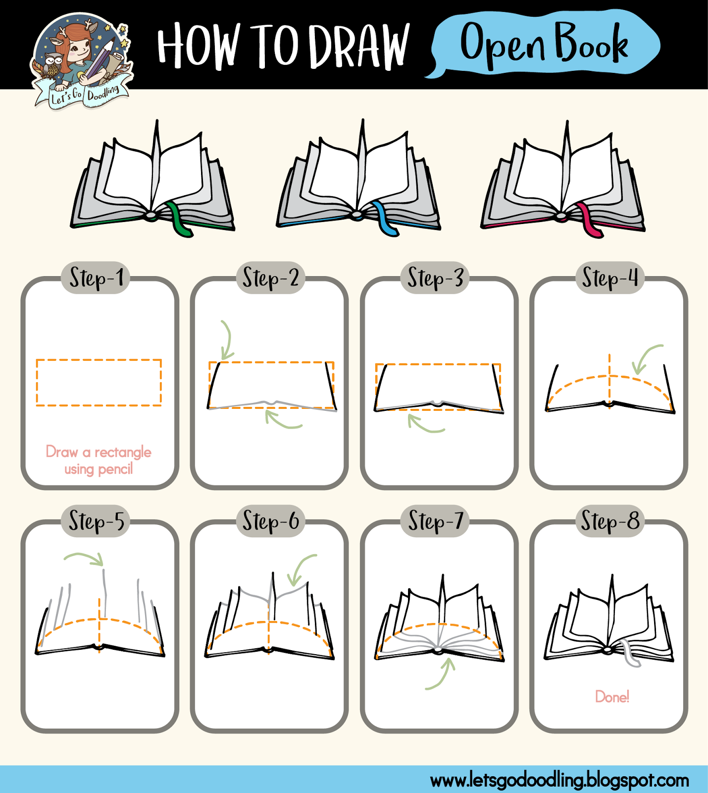 How to draw an open book with a pencil step-by-step drawing tutorial