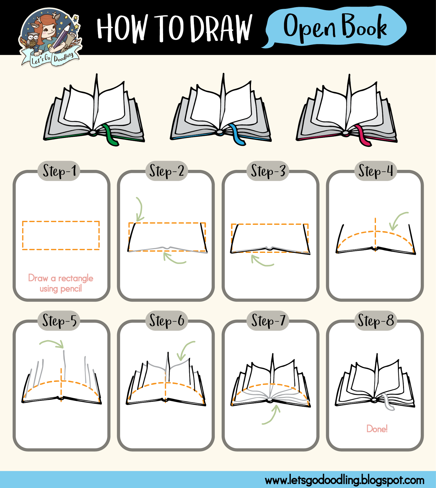 How to Draw a Book Sketch: Step by Step Open Book Outline Drawing