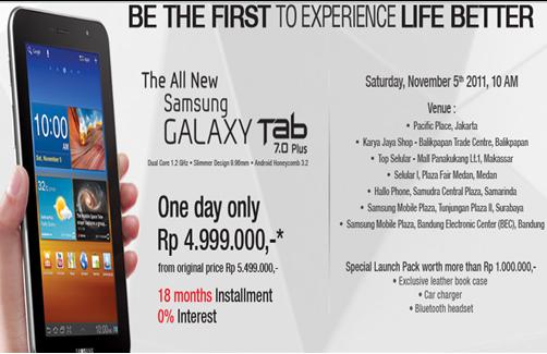 Samsung Galaxy Tab 7.0 Plus Diluncurkan Pertama Kali Di Indonesia
