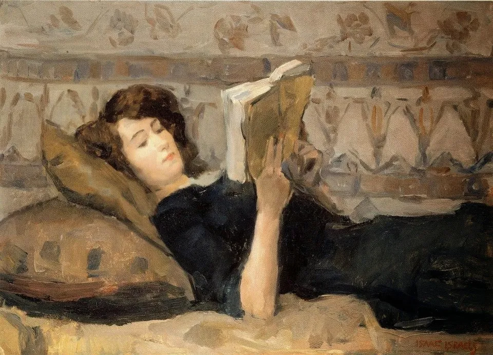 Isaac Israels - Girl Reading on Sofa, 1920