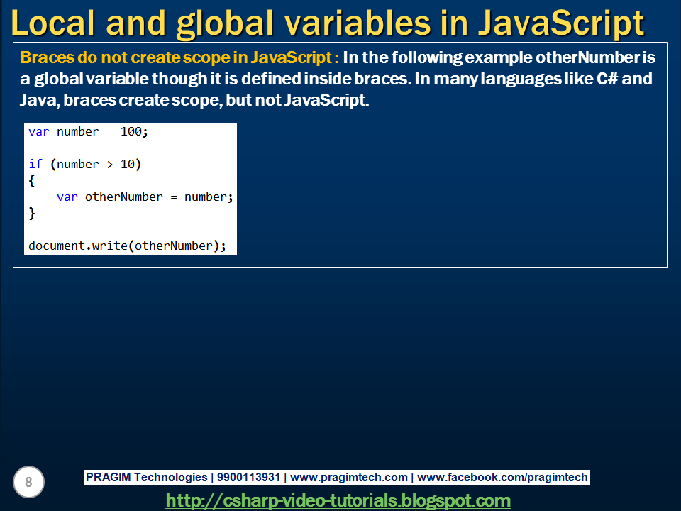 Sql server, .net and c# video tutorial: Local and global variables in ...