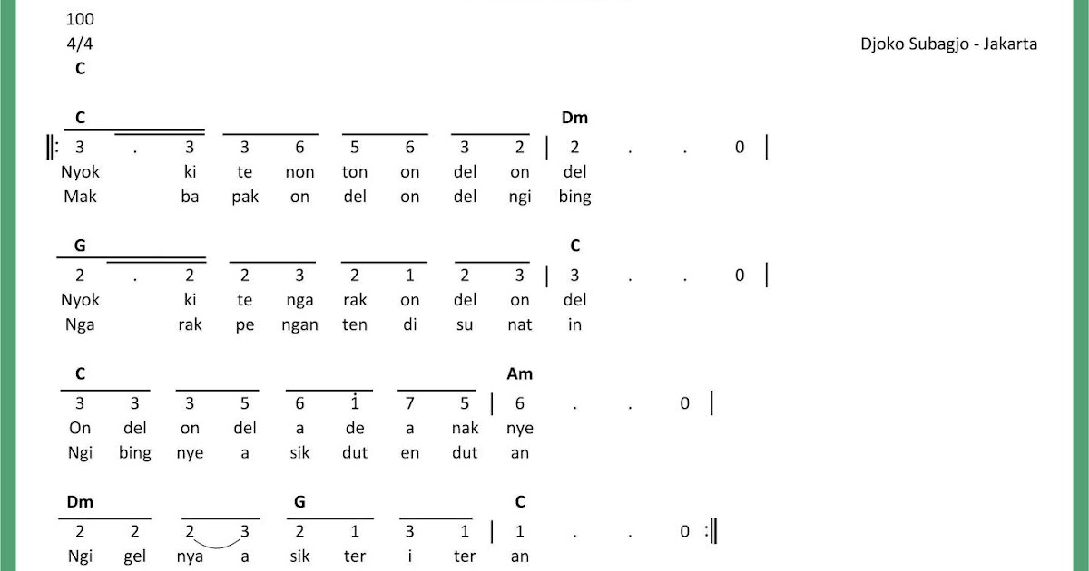 Not Angka Ondel Ondel - SEPUTAR MUSIK