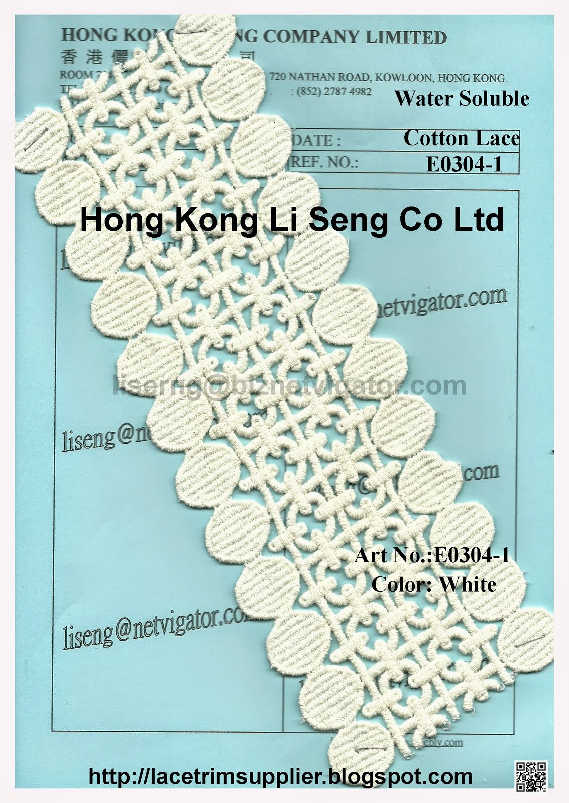 Water Soluble Embroidery Cotton Lace Manufacturer - Hong Kong Li Seng Co Ltd