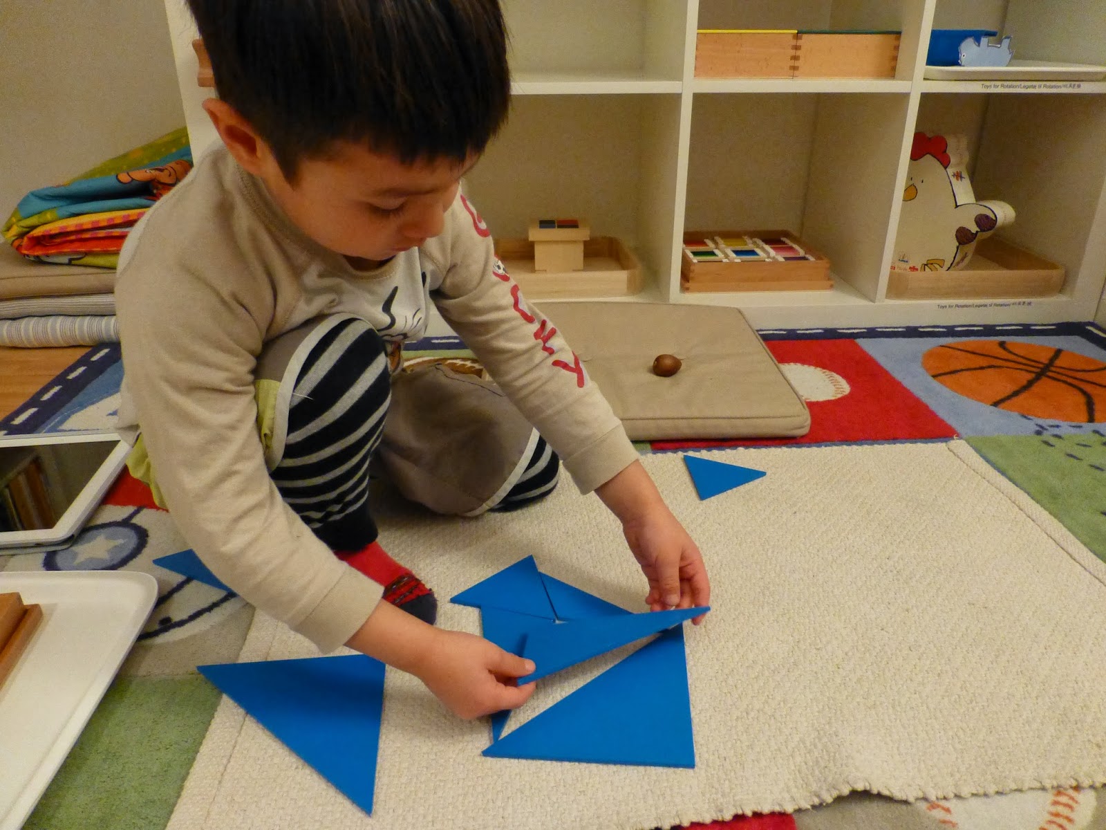 Family FECS Montessori Activity Constructive Triangles Blue