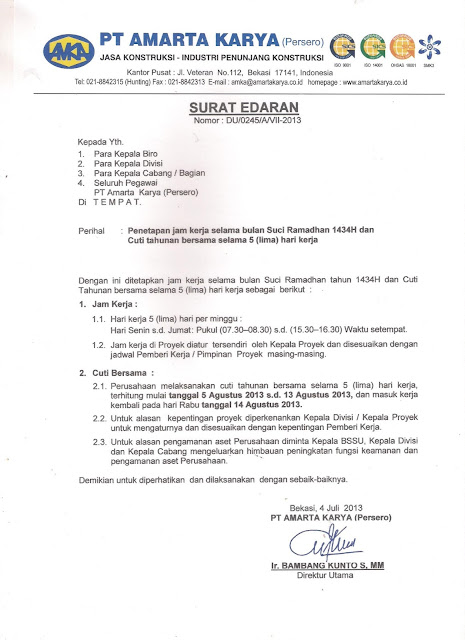 Contoh Surat Edaran Internal Perusahaan Contoh Surat