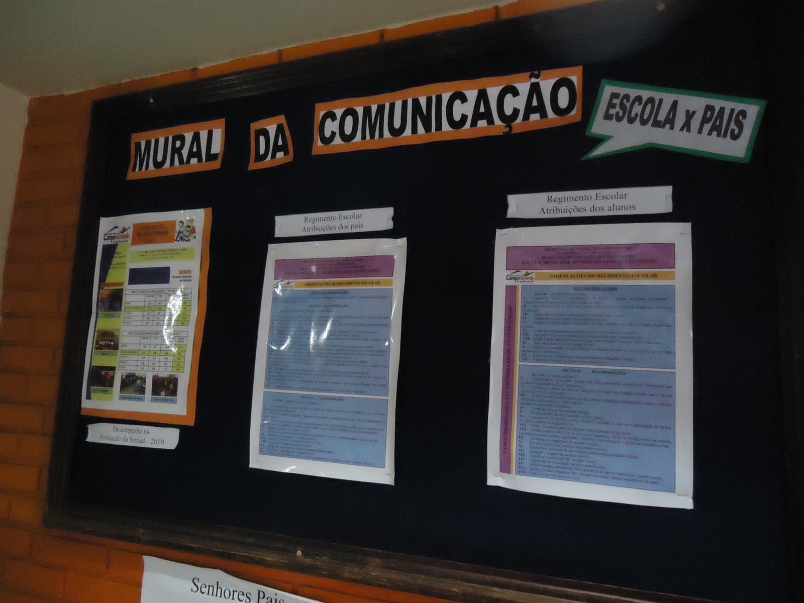 Apoio Pedagógico e Supervisão Escolar: MURAL DE COMUNICAÇÃO: ESCOLA X PAIS