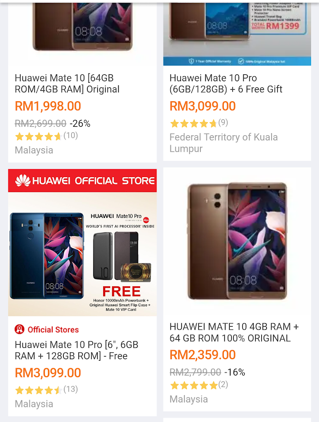 Model Huawei Mate 10 dijual bawah RM2 ribu