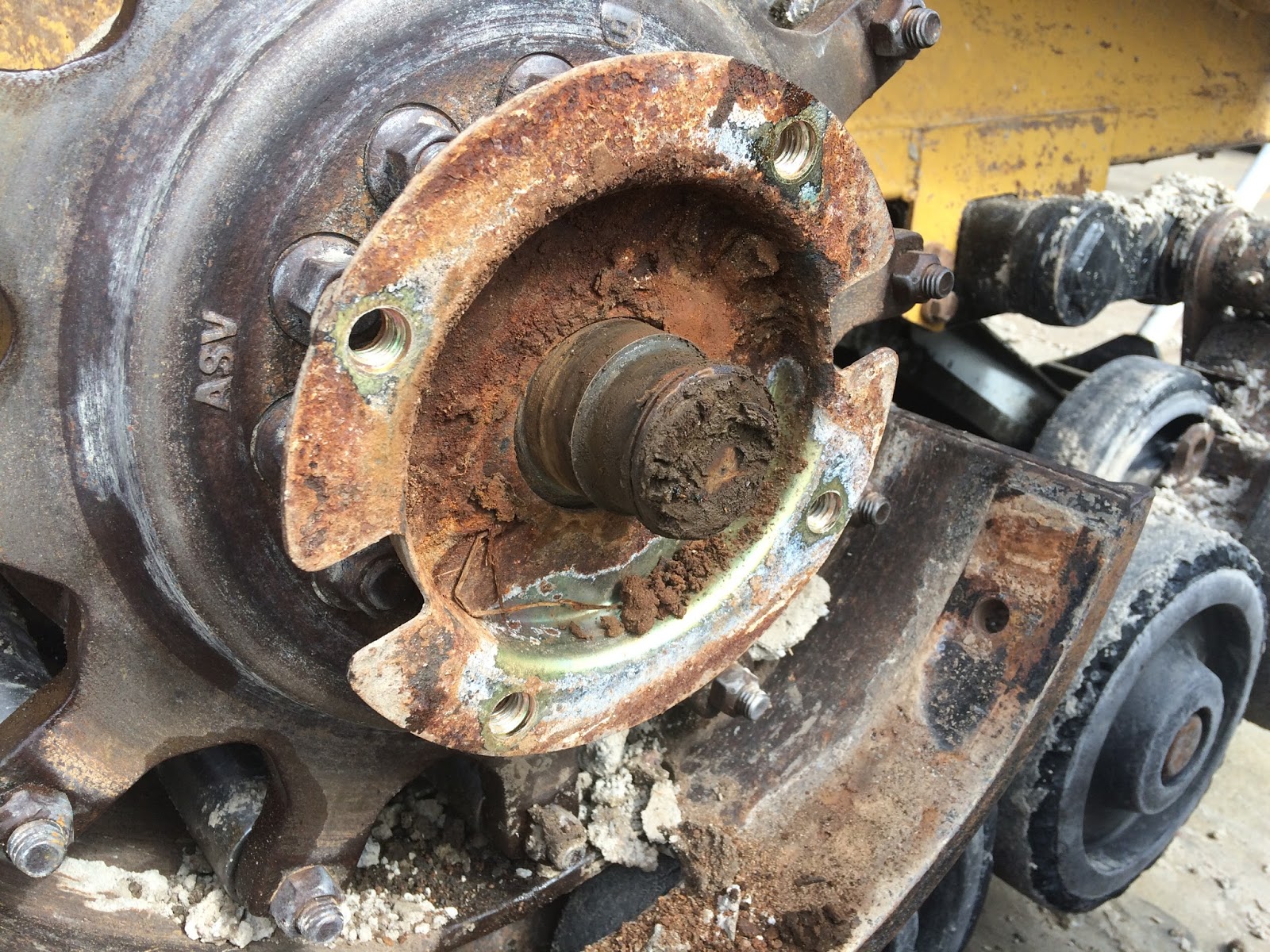 Close-up of the stub axle.