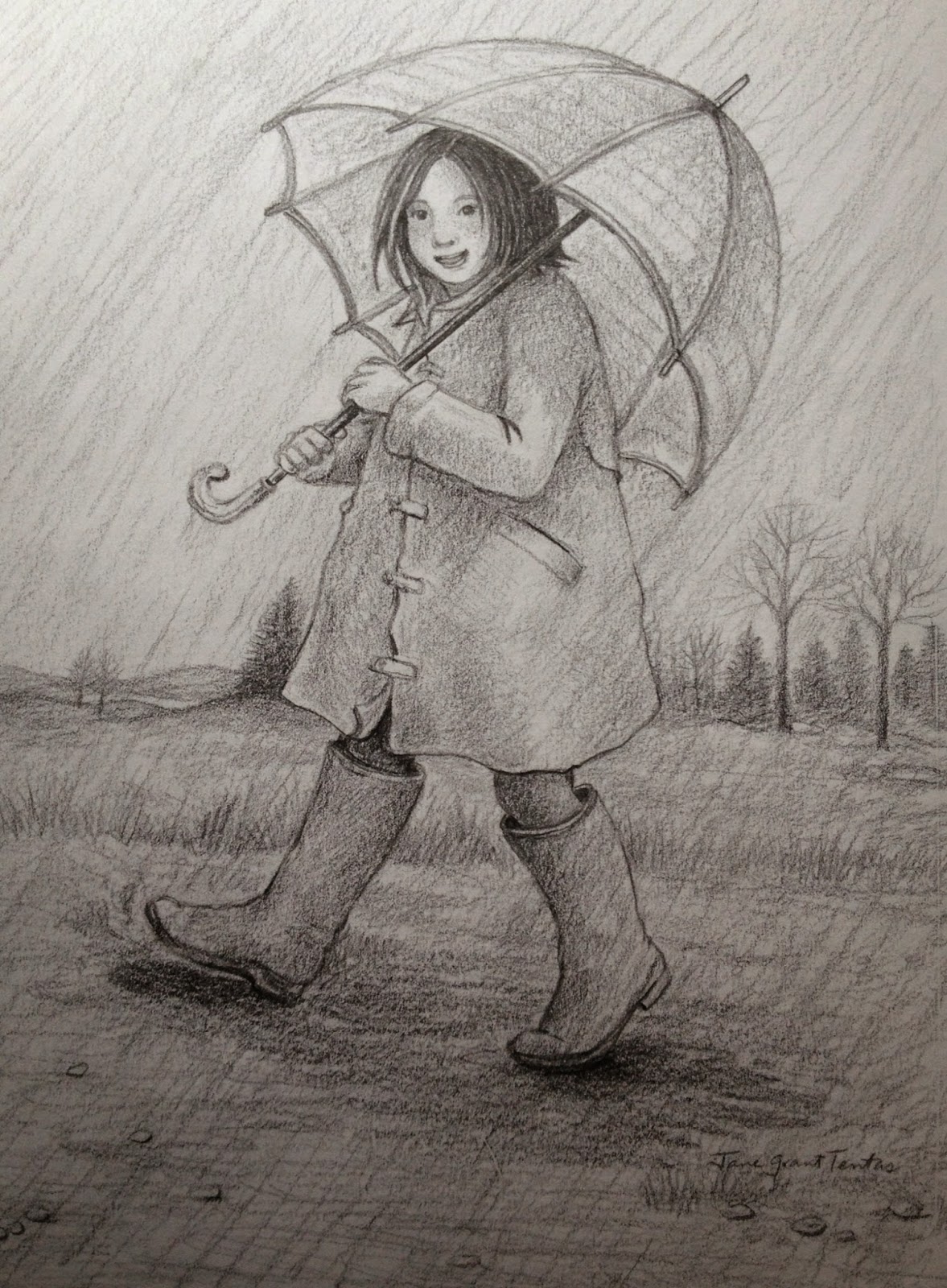 just pencil on paper Rainy Day