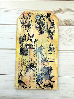 Bloom Etcetera Tag, Funkie Junkie Boutique, Tim Holtz Collage Paper, Emerald Creek Powders, Tutorial, Maggi Harding Etcetera Tag Tutorial by Maggi Harding for The Funkie Junkie Boutique