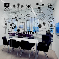 vinilo decorativo pared oficina empresa startup workplace diagrama flujo exito