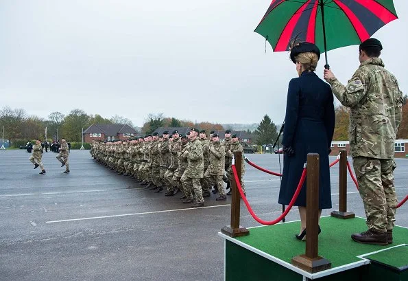 Countess Sophie wore Stella McCartney Vivienne Coat and Jimmy Choo velvet Pumps, Beauchamps of London Clutch