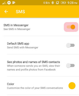 Turn off SMS text in Messenger