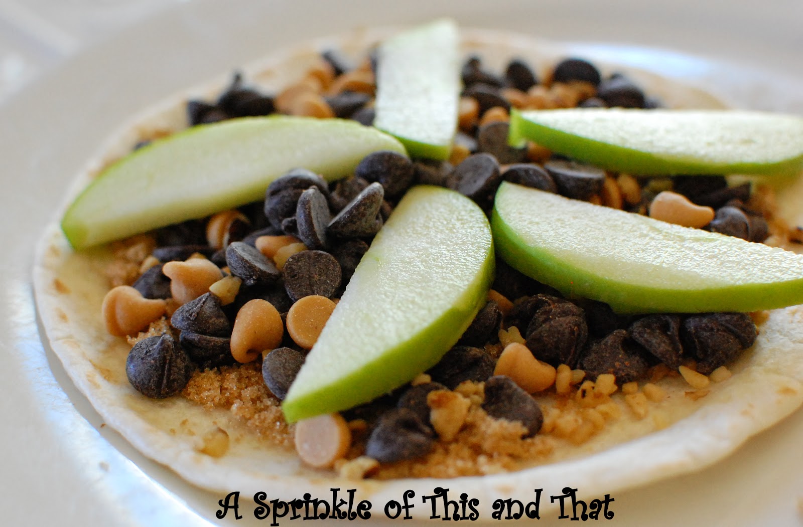 A Sprinkle of This and That Apple Chocolate and Peanut Butter Quesadillas