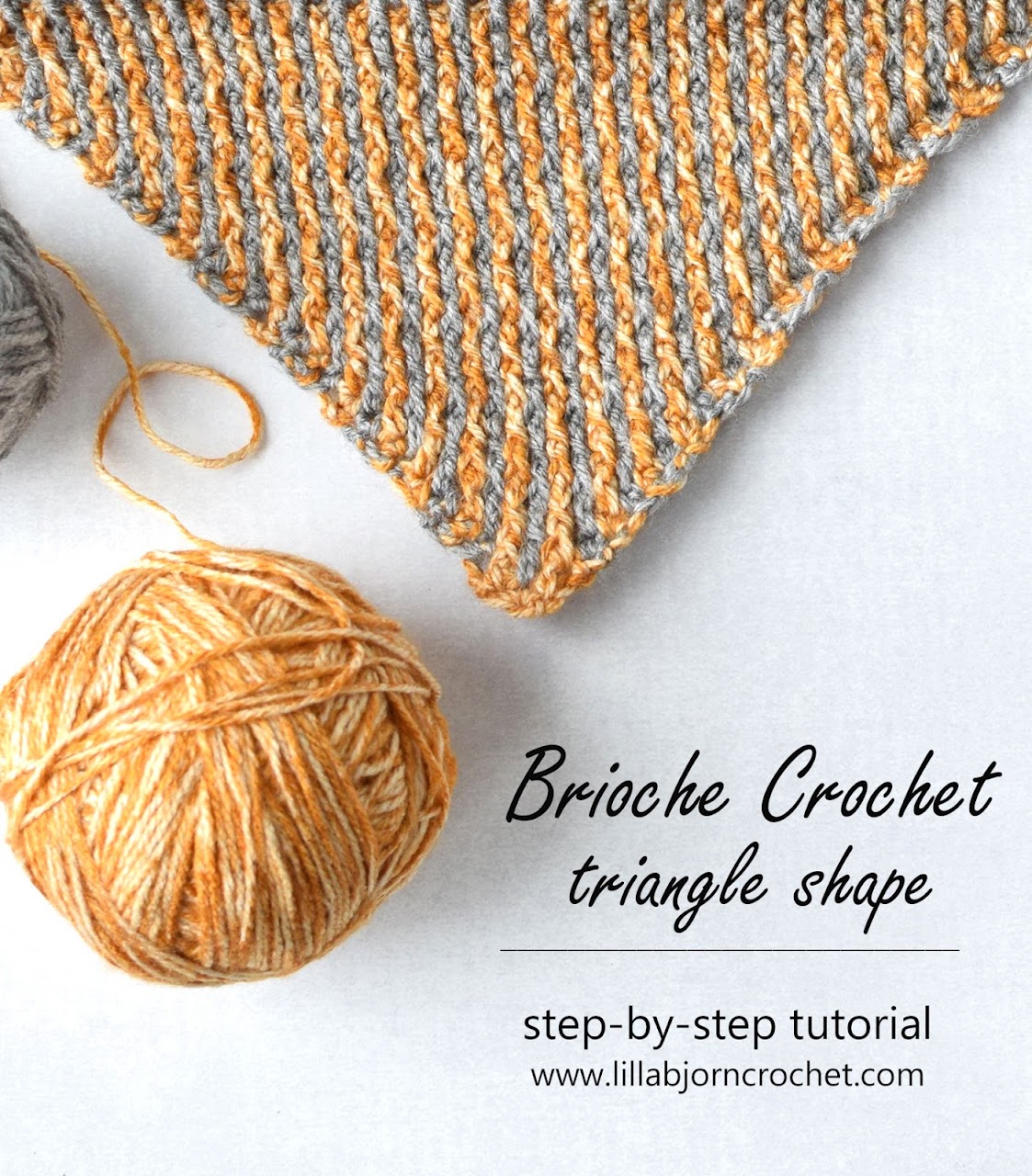Brioche Crochet: how to make triangle shape - step-by-step tutorial by www.lillabjorncrochet.com
