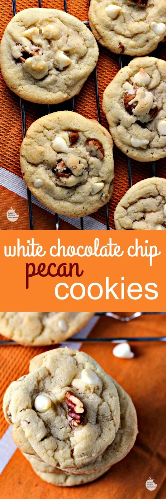 White Chocolate Chip Pecan Cookies | by Renee's Kitchen Adventures - Yummy buttery drop cookies that need to be in your cookie jar today! 