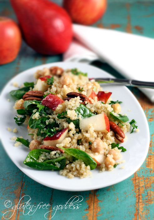 Gluten-free picnic salad recipes including this lovely quinoa salad with pears