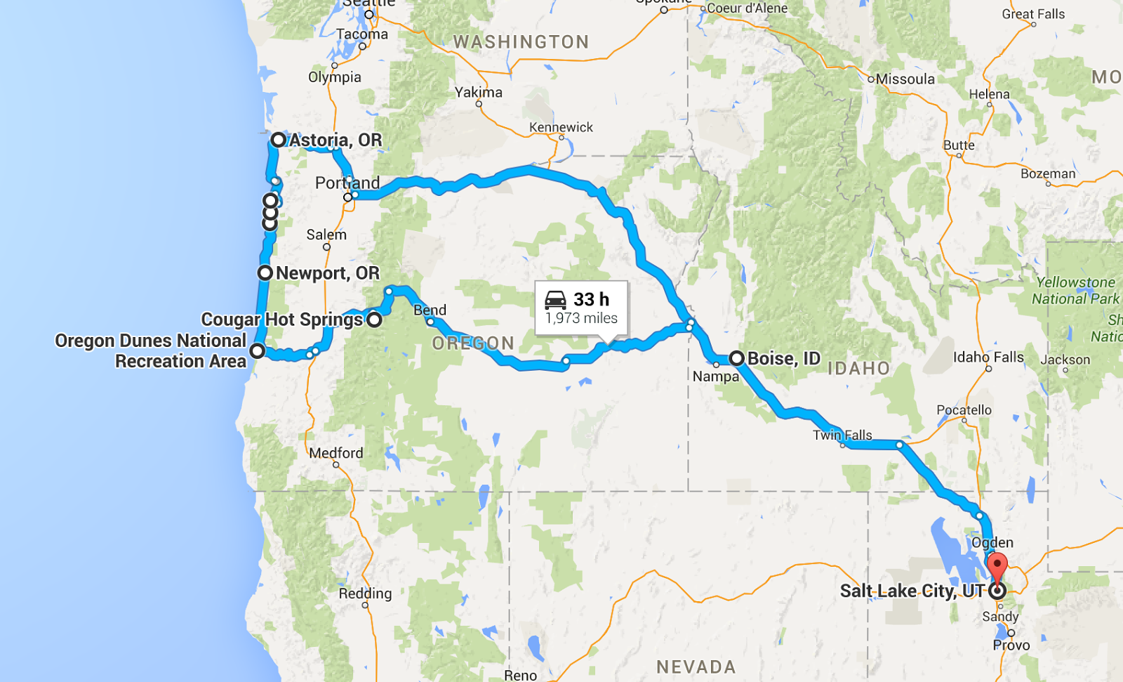 Oregon Coast Road Trip Map
