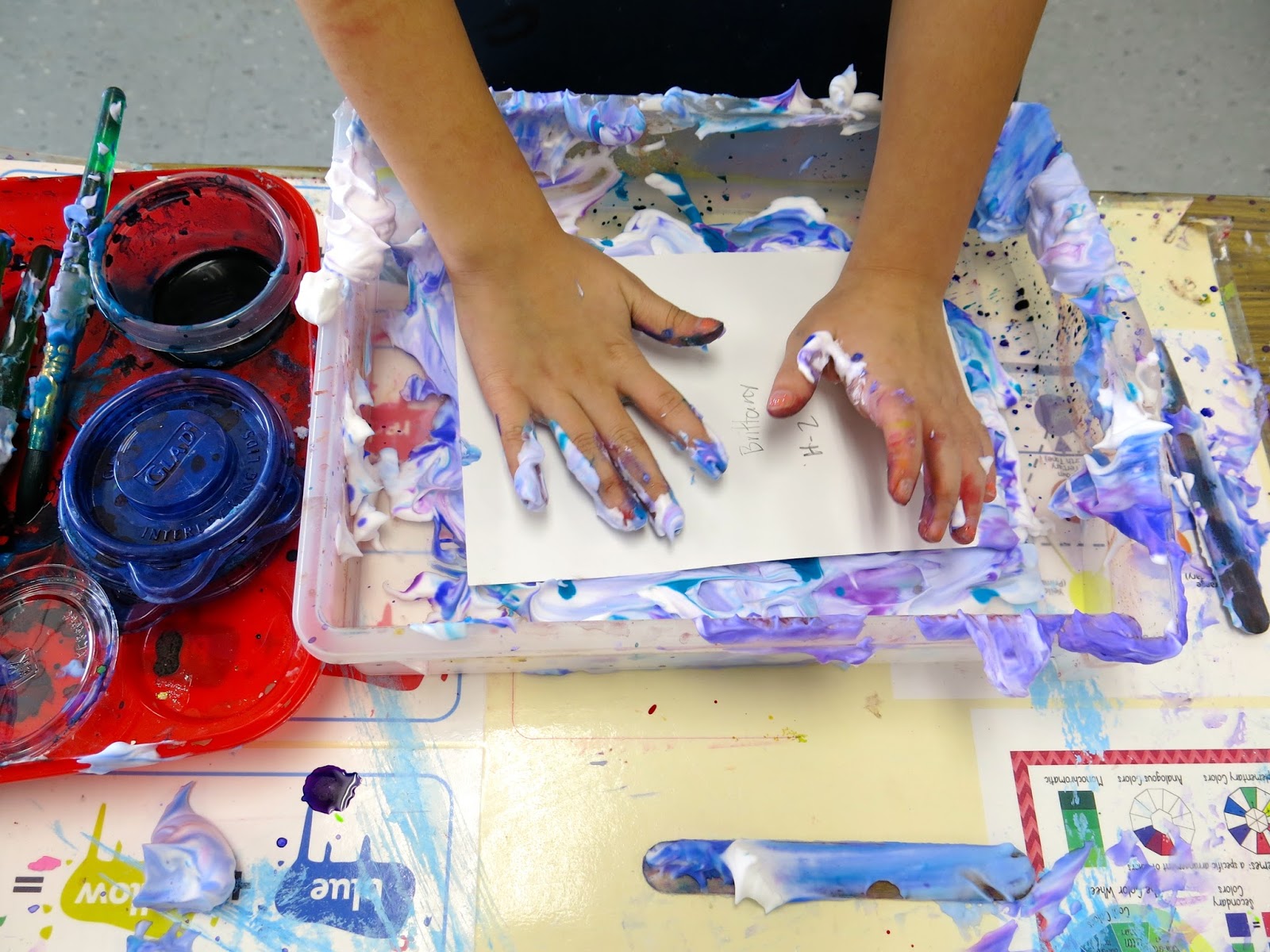 Cassie Stephens In the Art Room Chalk Prints and Shaving Cream Marbling